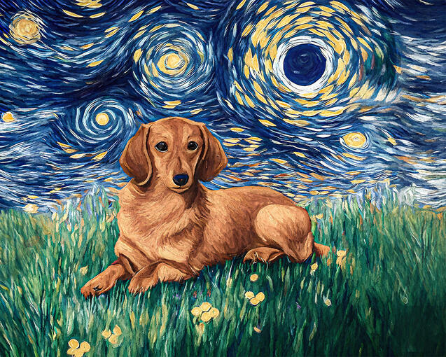 Dachshund Starry Night